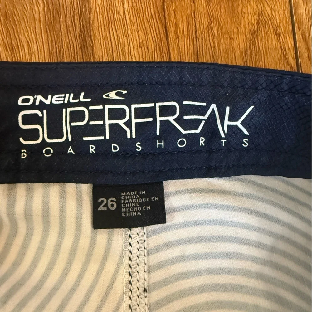 O'Neill Boys Navy Black White Boardshorts Superfreak Circular Design Size 26